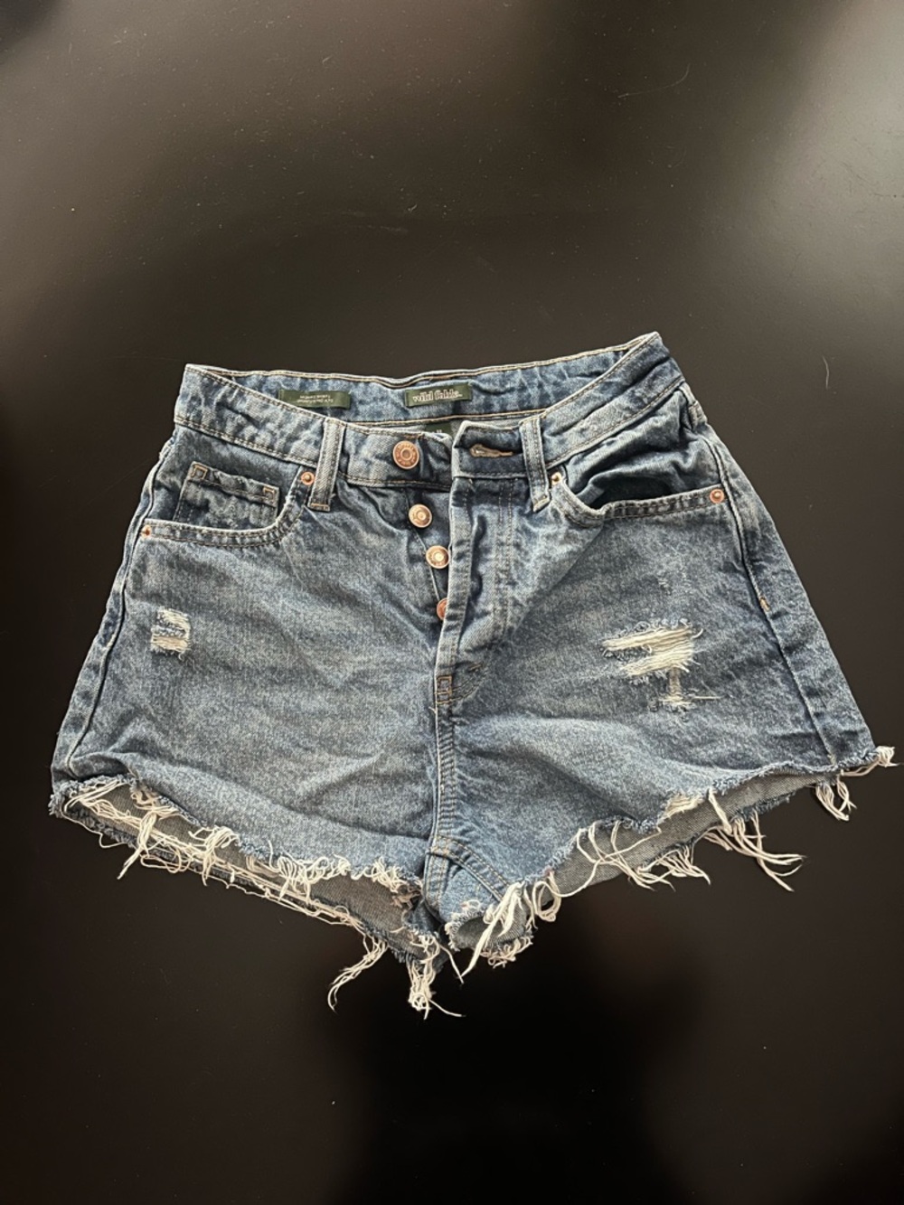wild fable Distressed High-Rise Denim Shorts - Blue
